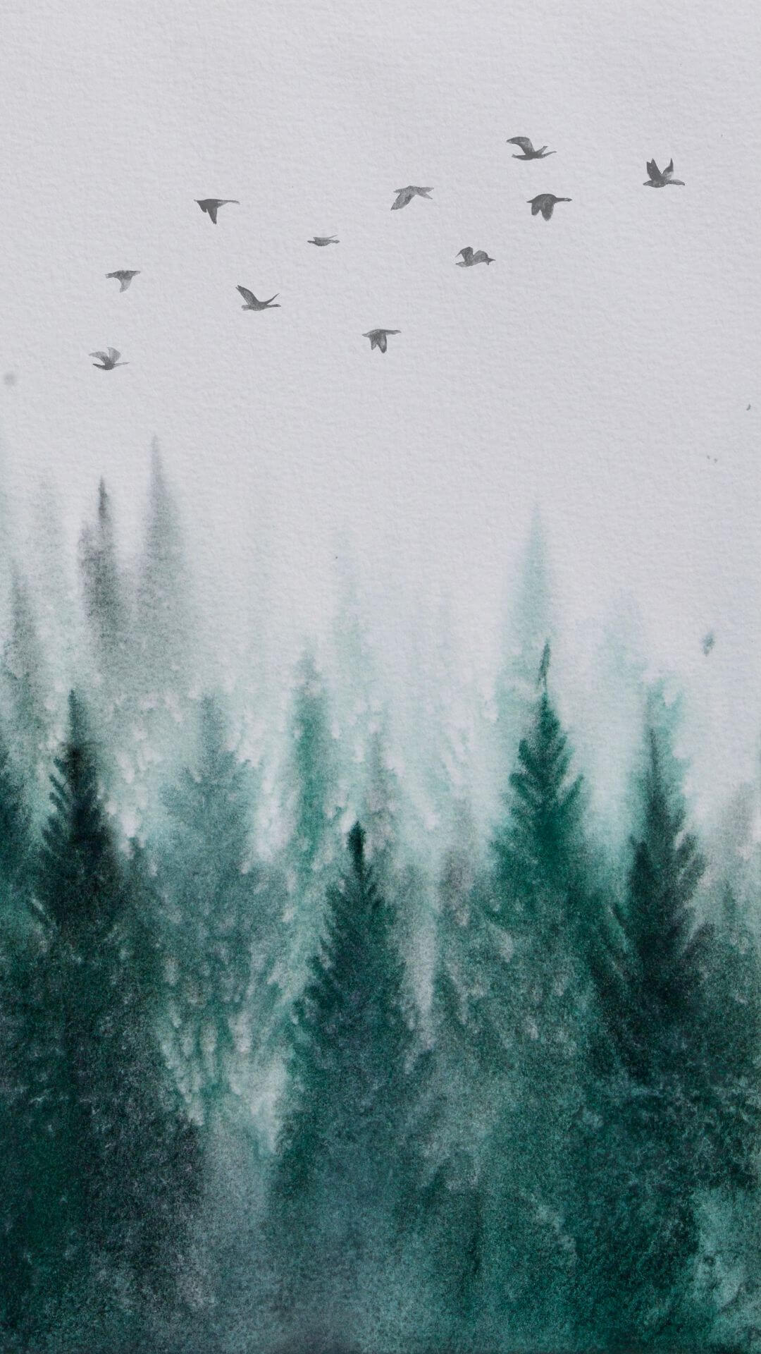 winter landscape watercolor wallpaper 3