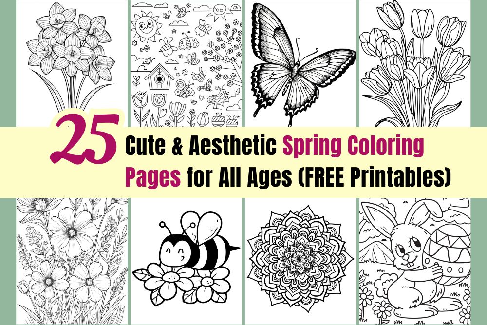 25 Cute and Aesthetic Spring Coloring Pages for All Ages (Free PDF Printables)