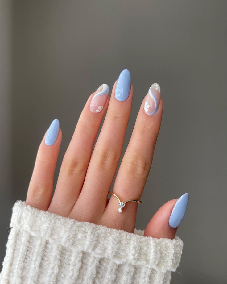 Amazing Sky Blue Nail Art