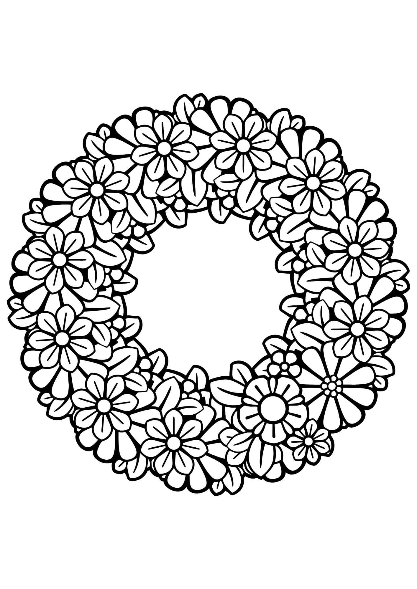 Cute spring wreath coloring page