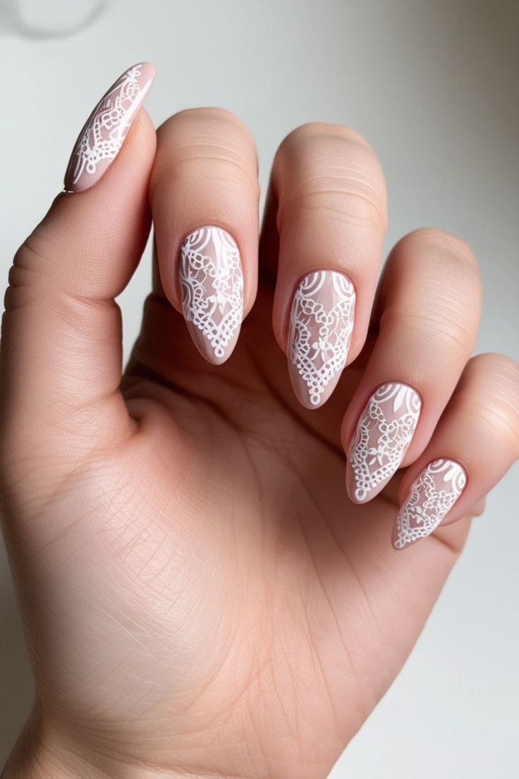 Delicate Lace Pattern Nails