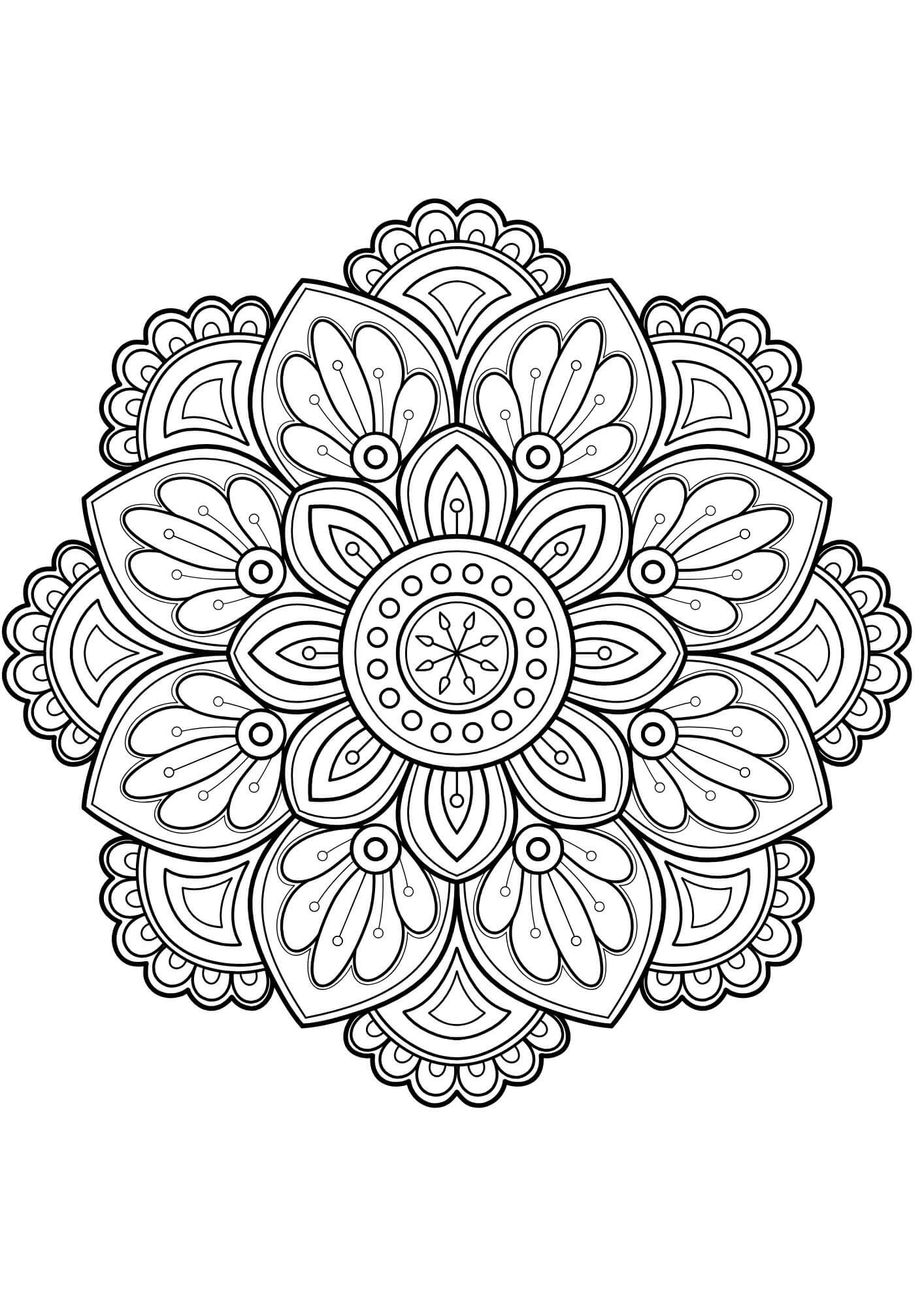 Flower mandala adults coloring book pages