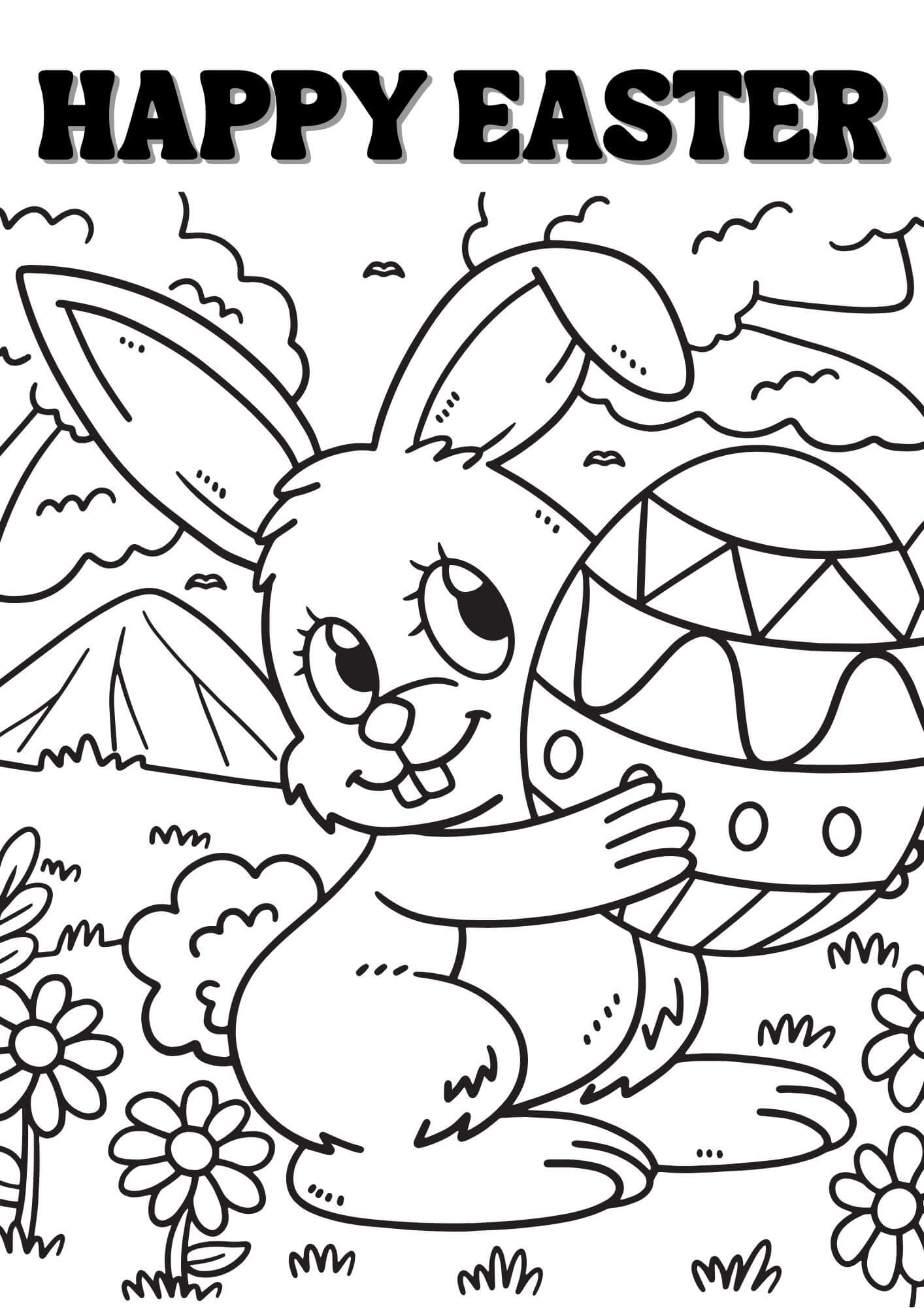 Happy Easter Coloring Page for Kids